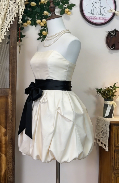 Simple Homecoming Dress Strapless Bowknot Back to School Outfits Party Dress D6637