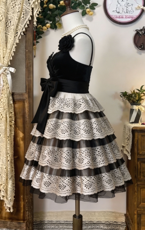 Charming Homecoming Dress Spaghetti Strap Cascade Bowknot Flower Back to School Outfits Party Dress D6645
