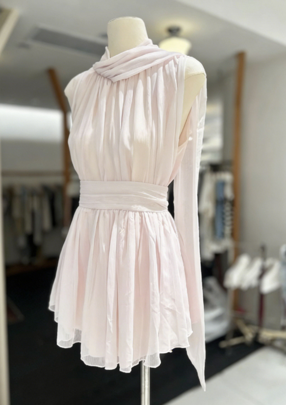 New Homecoming Dress High Collar Pleated Back to School Outfits Party Dress D6785