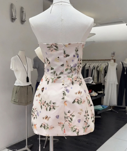 New Homecoming Dress Strapless Bowknot Back to School Outfts Party Dress D6774