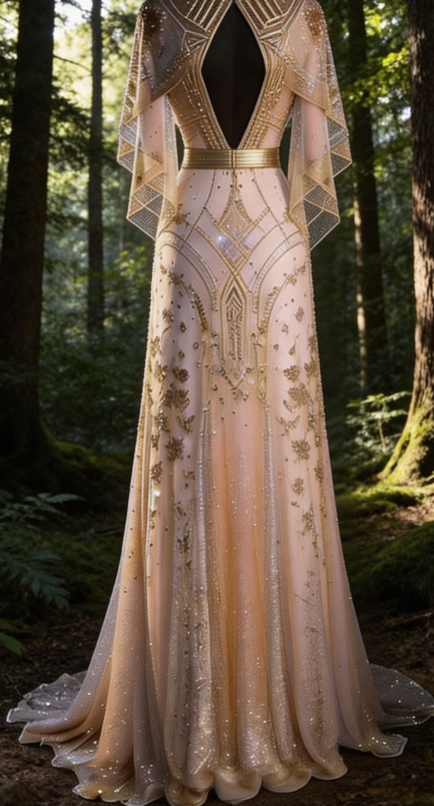 Champagner-Gold A-Linie Perlenbesatz Elegantes Langes Formales Ballkleid Abendkleid, D829