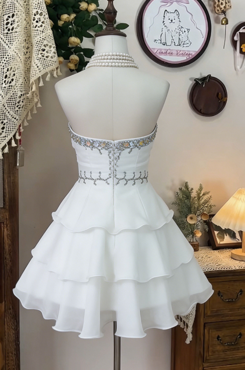 Chic Homecoming Dress Sweetheart Rinestone Cascade Back to School Outfits Party Dress D6623