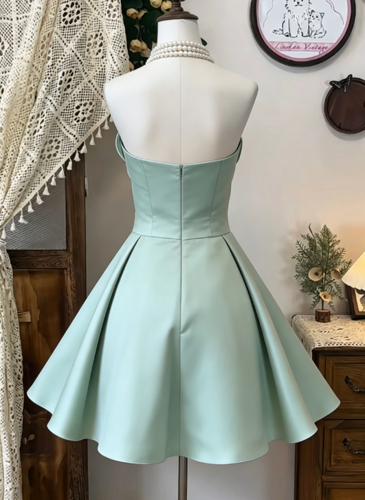 Chic Homecoming Dress Strapless Pleated Bowknot Back to School Outfits Party Dress D6622