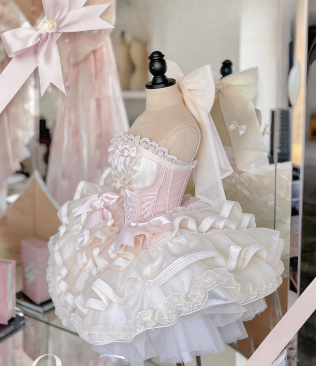 New Homecoming Dress Strapless Lace Bowknot Cascade Back to School Outfits Party Dress D6685