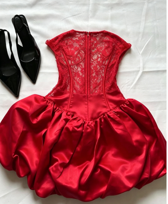 New Homecoming Dress Strapless Lace Pleated Back to School Outfts Party Dress D6771