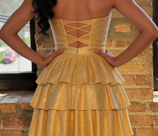 Elegant Homecoming Dress Sweetheart Sequins Cascade Back to School Outfits Party Dress D6808
