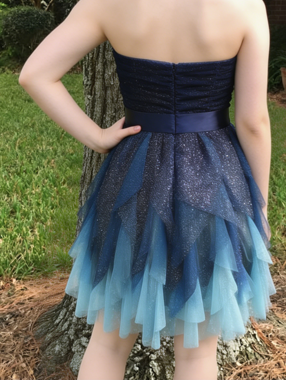 Stunning Homecoming Dress Sweetheart Sequins Cascade Tulle Back to School Outfits Party Dress D6827