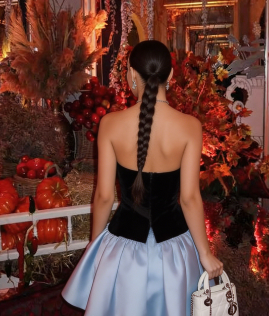 Stunning Homecoming Dress V Neck Bowknot Pleated Back to School Outfits Party Dress D6853