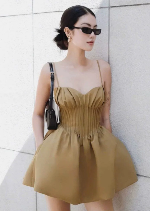 New Homecoming Dress Spaghetti Strap Pleated Back to School Outfits Party Dress D6860