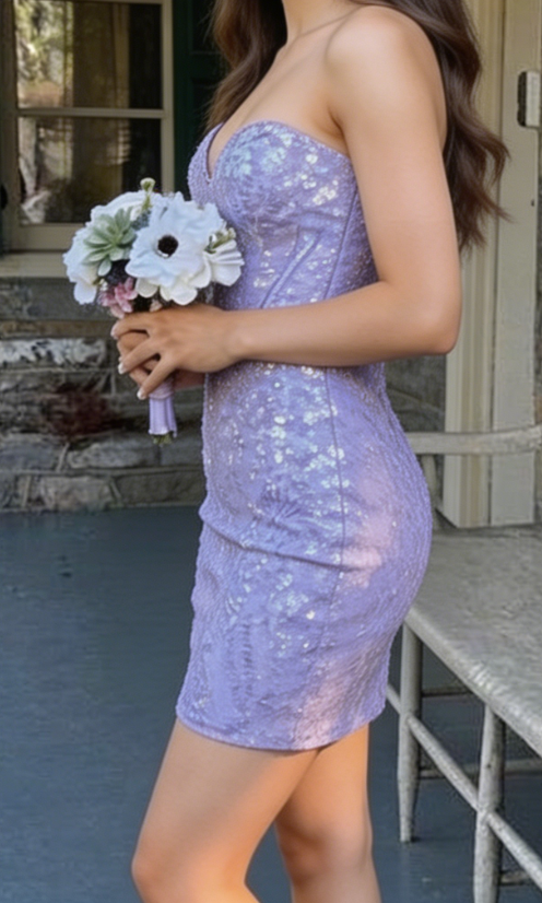 Pretty Homecoming Dress Sweetheart Sequins Back to School Outfits Party Dress D6705