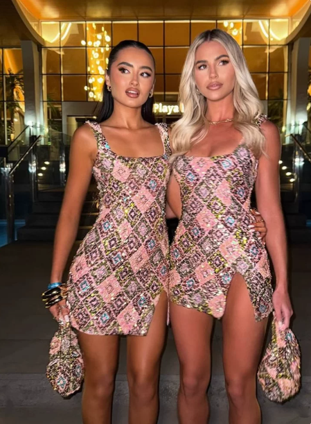 Beauty Homecoming Dress Square Slit Sequins Back to School Outfits Party Dress D6764