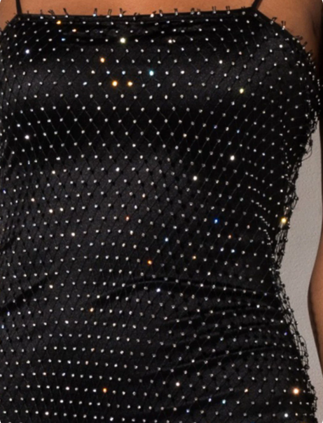 Beauty Homecoming Dress Spaghetti Strap Rinetsone Black Back to School Outfits Party Dress D7089