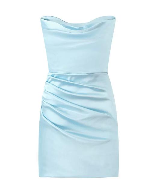 Beautiful Homecoming Dress Strapless Pleated Back to School Outfits Party Dress D7167