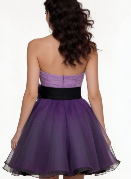 Beautiful Homecoming Dress Sweetheart Flower Pleated Tulle Back to School Outfits Party Dress D7224