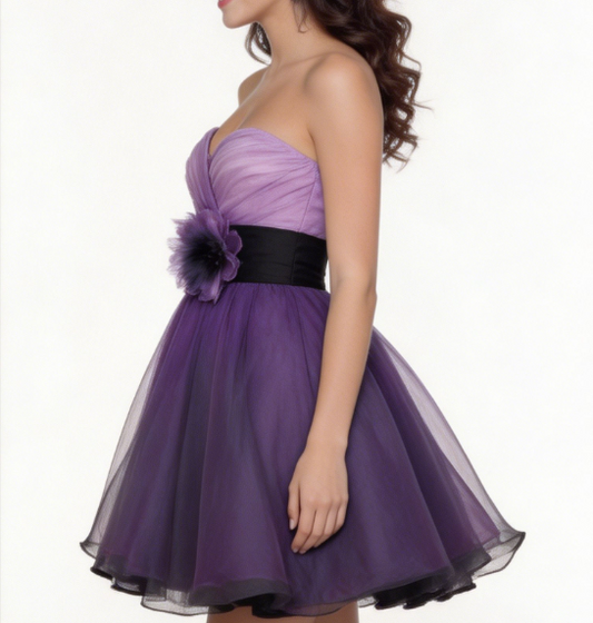 Beautiful Homecoming Dress Sweetheart Flower Pleated Tulle Back to School Outfits Party Dress D7224