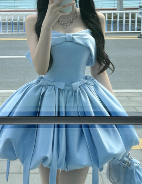 Charming Homecoming Dress Strapless Bowknot Soutache Back to School Outfits Party Dress D7315