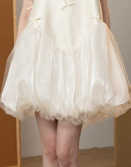 Charming Homecoming Dress Halter Bowknot Tulle Back to School Outfits Party Dress D7314