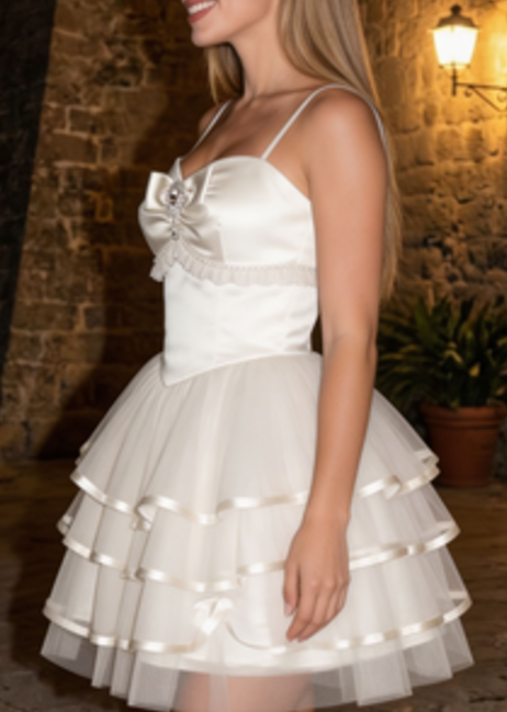 Charming Homecoming Dress Spaghetti Strap Tulle Rinestone Bowknot Back to School Outfits Party Dress D7330