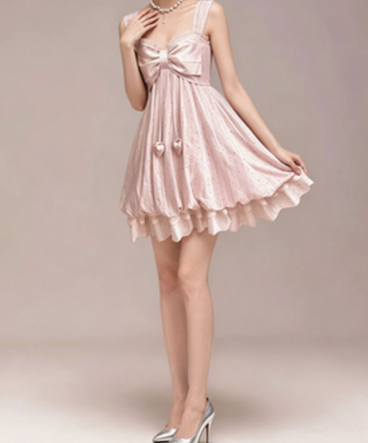 Charming Homecoming Dress Spaghetti Strap Pleated Back to School Outfits Party Dress D7358