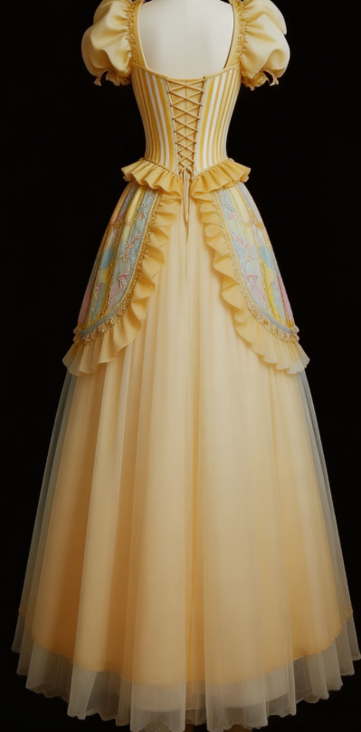 Yellow Sweetheart A-Line Ruffles Princess Long Party Dress Evening Gown, D388