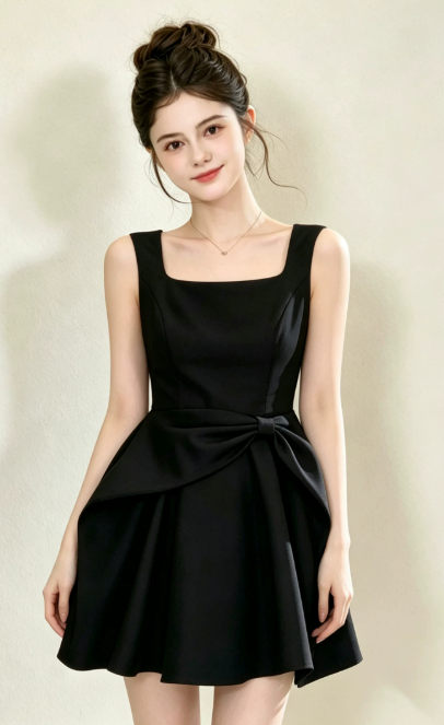 Nice Homecoming Dress Square Pleated Back to School Outfits Party Dress D7441