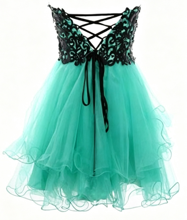 Unique Homecoming Dress Sweetheart Tulle Applique Back to School Outfits Party Dress D7687