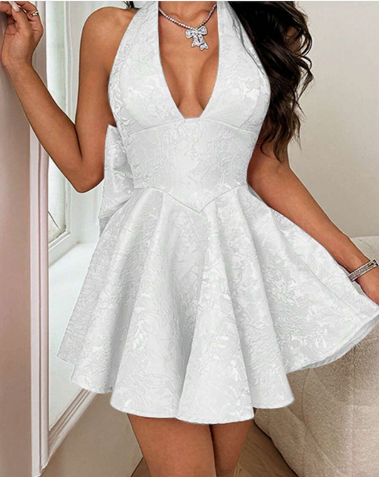 Fashionable Homecoming Dress Halter Bowknot A-Line Back to School Outfits Party Dress D7860