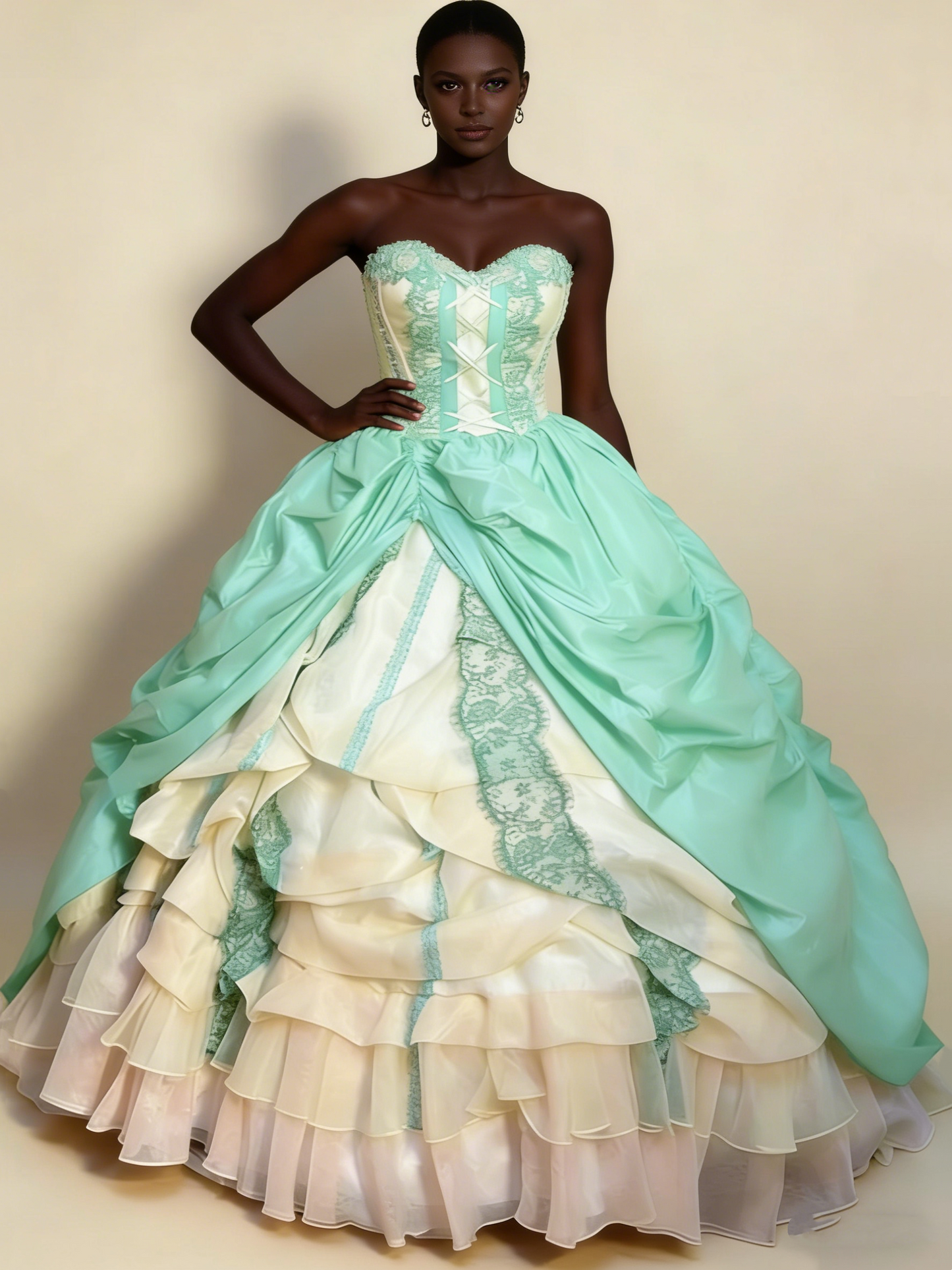 Retro Teal Sweetheart A-Line Satin Quinceanera Dress Birthday Ball Gown, D839