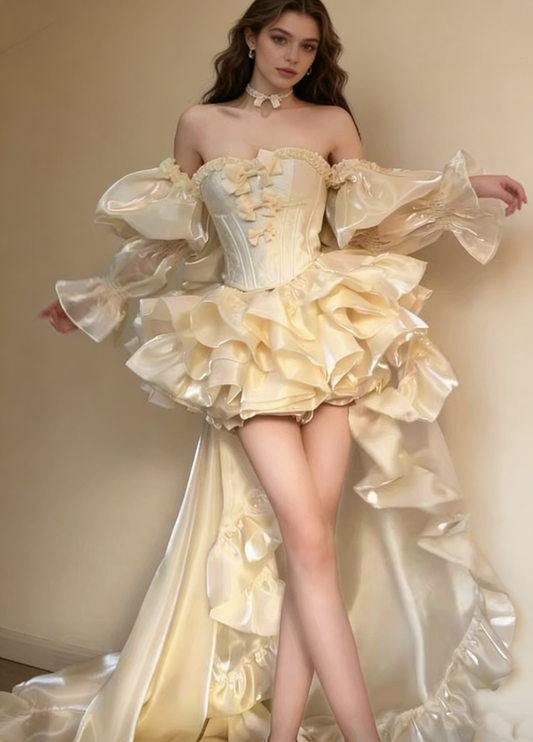 Sweet Homecoming Dress Off Shoulder Short Prom Dress Birthday Party Outfits Two Piece D3743