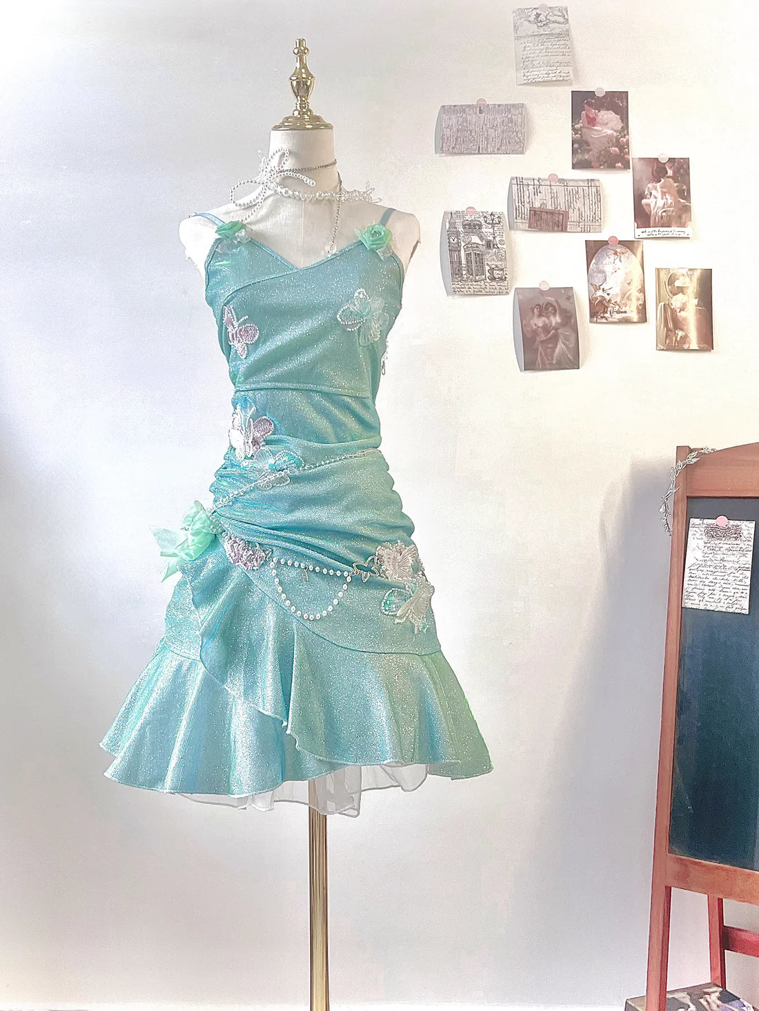 Fashion Mint Green Sparkling Sequin Spaghetti Strap Ruffled Hem Short 16th Birthday Party Dress Homecoming Dress D1529