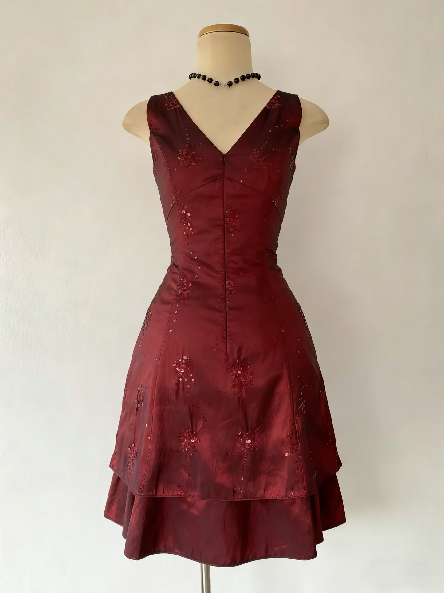 Robe de soirée courte trapèze vintage à col en V, élégante robe de cocktail, D745