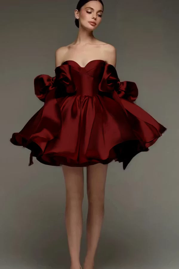 Beautiful Homecoming Dress Sweetheart Bowknot Pleated Back to School Outfits Party Dress D7170