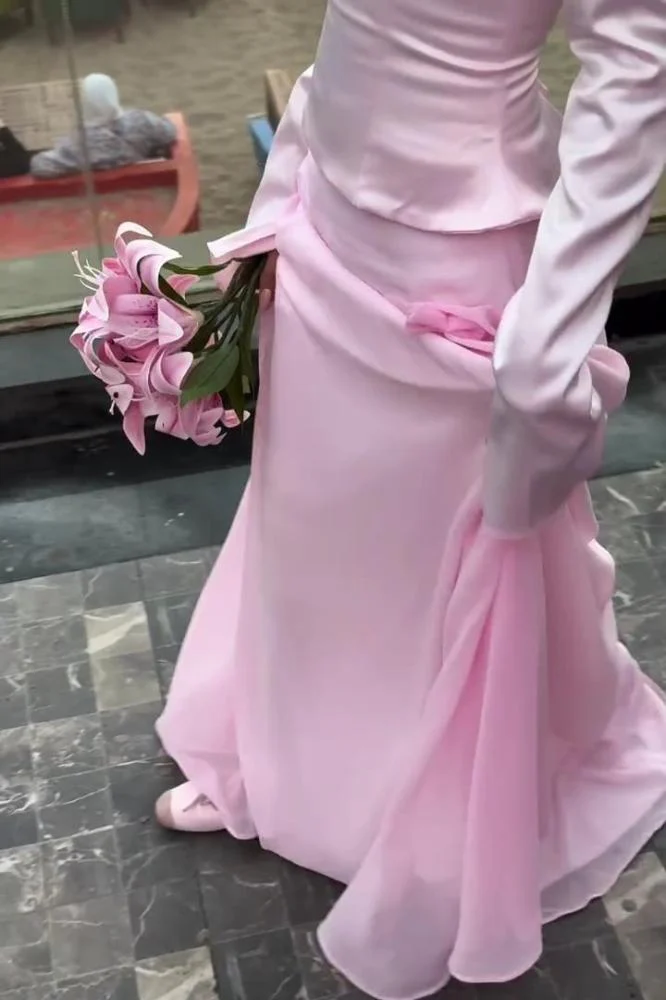 Elegantes, schulterfreies, langes Etuikleid in Rosa für festliche Anlässe, auch ideal als Geburtstags- oder Abschlussballkleid, D2982