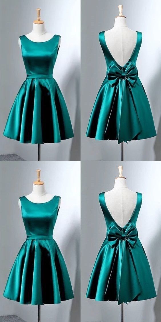 Stunning Homecoming Dress Jewel Bowknot Pleated Back to School Outfits Party Dress D6700