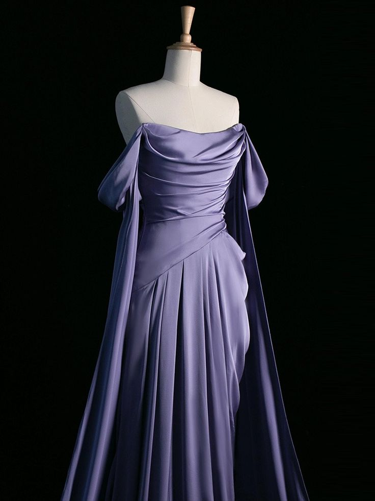 Green Off Shoulder A-Line Satin Long Formal Party Dress MD7348