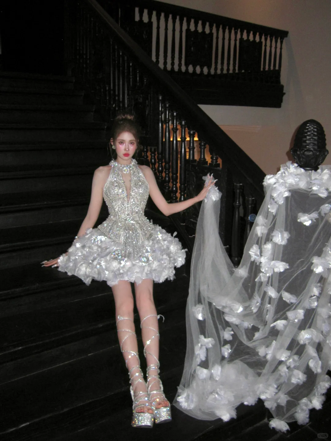 Gorgeous Glittering Silvery Beaded Sequined A-Line Halter Dress Design Party Dress Homecoming Dress D1716