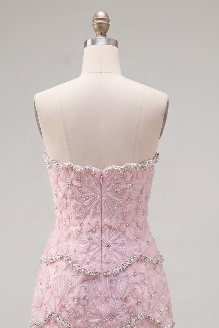 Unique Homecoming Dress Sweetheart Flower Beading Cascade Back to School Outfits Party Dress D7815