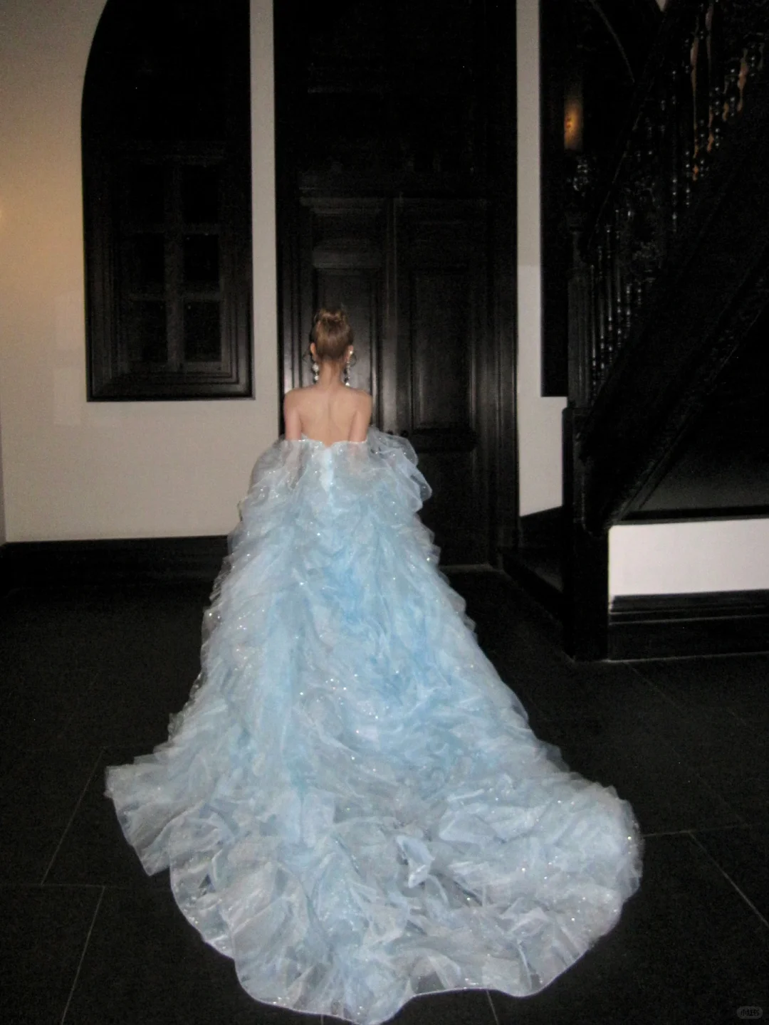 Gorgeous Shiny Light Blue Strapless Design A-Line Tulle Wedding Dress Prom Dress Evening Dress D1714