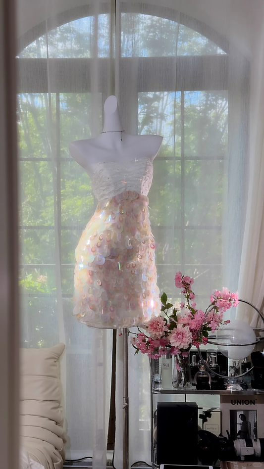 Superbe robe de soirée princesse bustier à sequins, élégante, en mousseline de soie, robe de bal, D1614