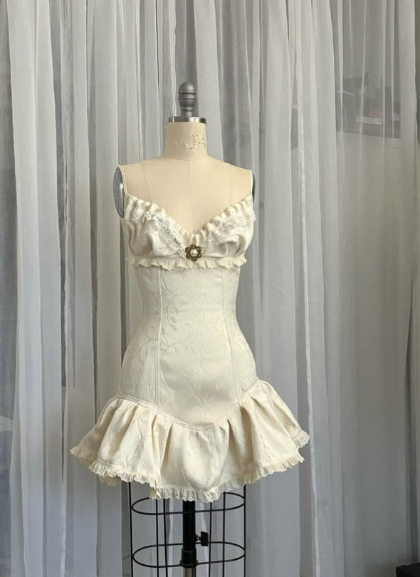 Vintage Beige Spaghetti Strap A-line Satin Lace-up Short Party Dresses Homecoming Dresses, D1324