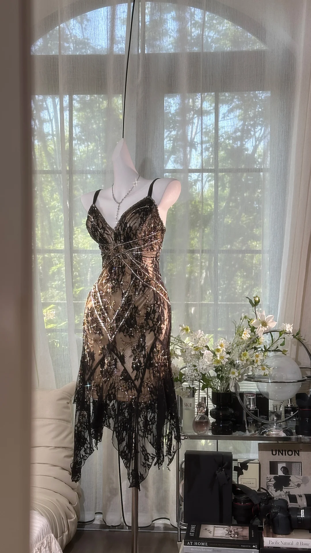Elegant V-neck Applique Beaded Sequin Romantic Chiffon Evening Dress Prom Dresses D1608