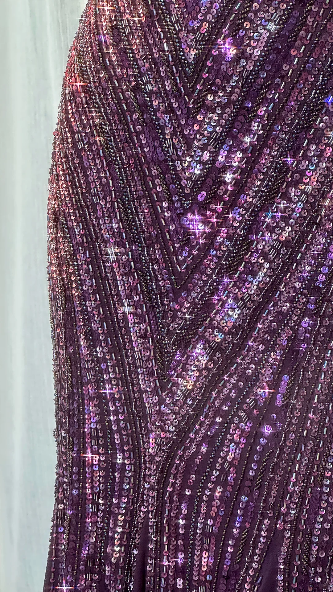 Gorgeous Purple Beaded Sequin V-neck Mermaid Elegant Chiffon Evening Dress Prom Dresses D1613