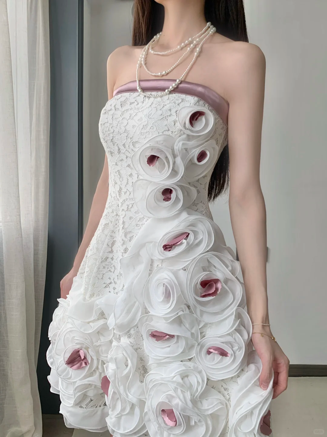 Vintage 3D Flowers Applique Strapless Design A-Line Short Homecoming Dress Party Dress D1668