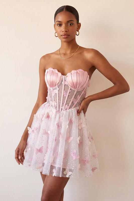 Unique Homecoming Dress Sweetheart Tulle Sequins Butterfly Back to School Outfits Party Dress D7827