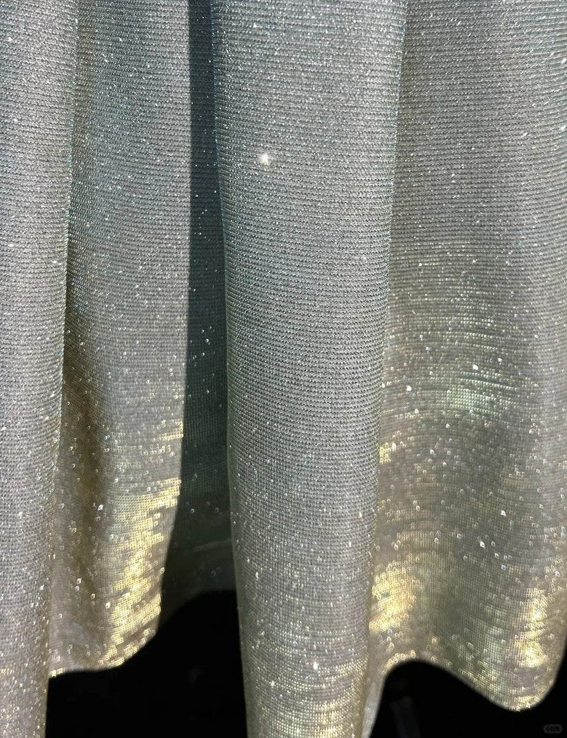 Sparkling Light Blue Sequin Spaghetti Strap Design A-line Satin Party Dress Homecoming Dress D1576