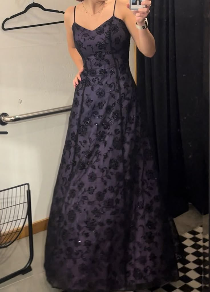 Elegant Spaghetti Straps A-Line Chiffon Vintage Long Party Dresses Birthday Dress, D1093