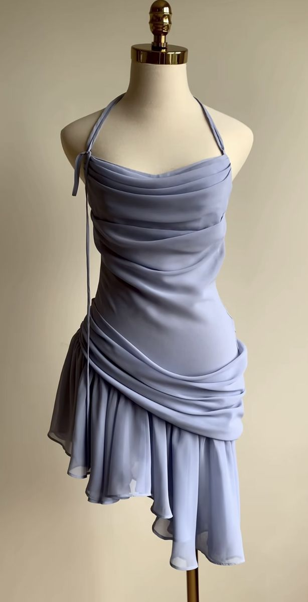 Lilac Halter Sheath Chiffon Short Party Dresses Homecoming Dresses, D1105