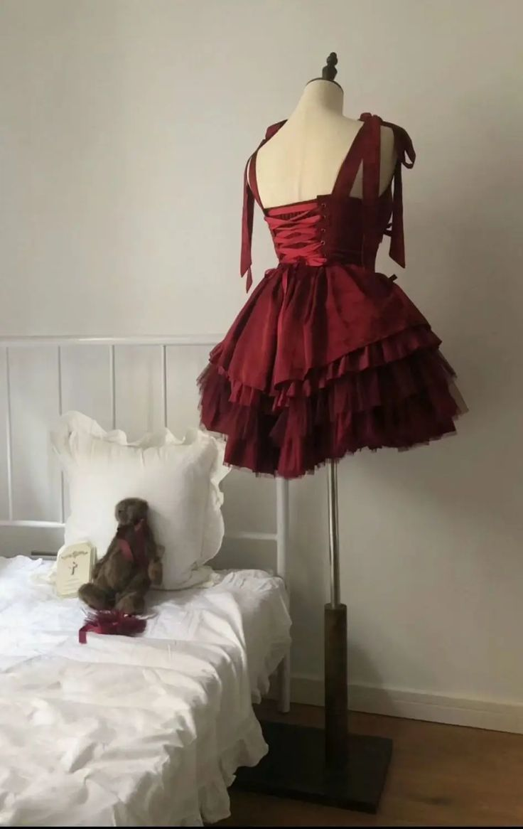 Wine Red Straps A-Line Short Party Dresses Cute Mini Birthday Dresses, D1107