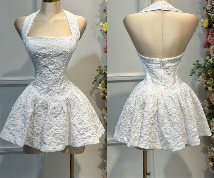 Pretty Brown Halter Neck A-Line Short Party Dresses Homecoming Dresses, D1111