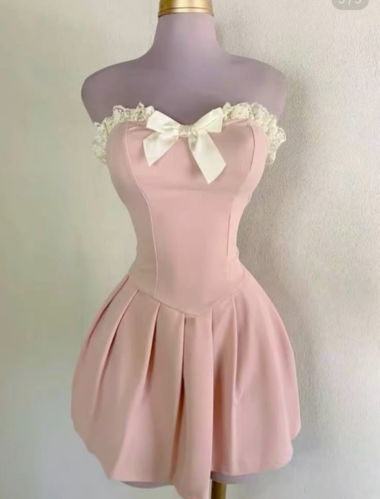 Schöne Rosa Sweetheart A-Linie Kurze Partykleider Homecoming Kleider, D1121